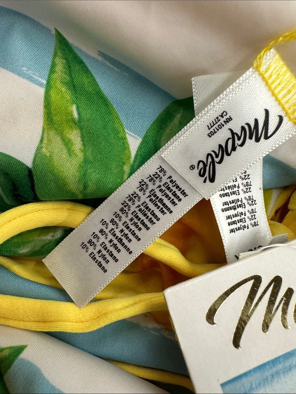 MAPALE Reversible 2 Piece Bikini Set Yellow Citrus Lemon Floral Print Sz 3X/4X